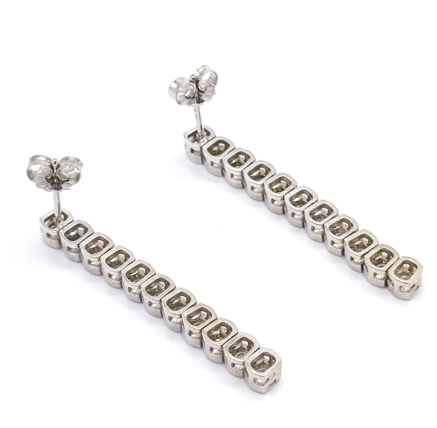 Contemporary Diamond Drop Earrings in 14K White Gold