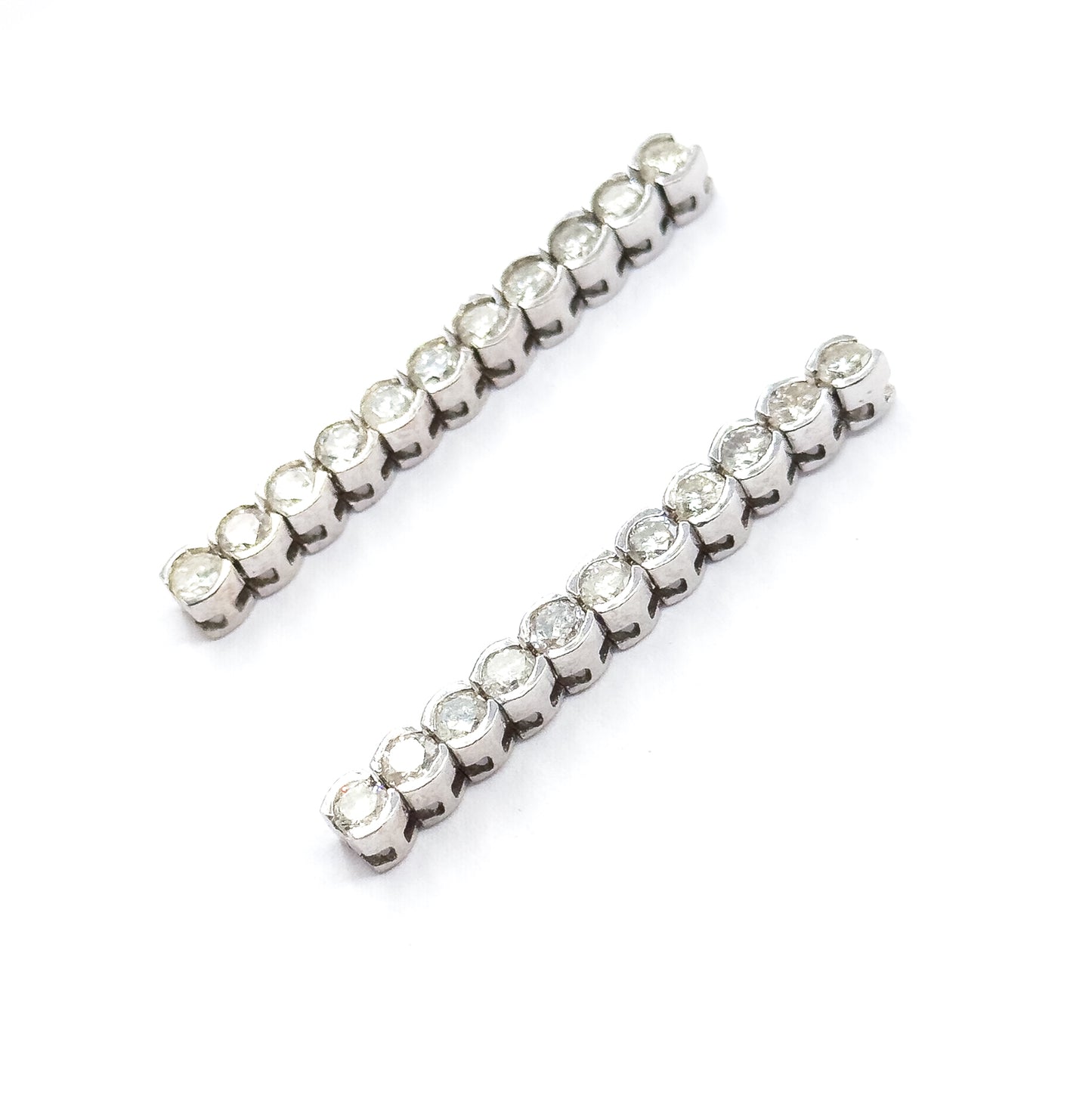 Contemporary Diamond Drop Earrings in 14K White Gold