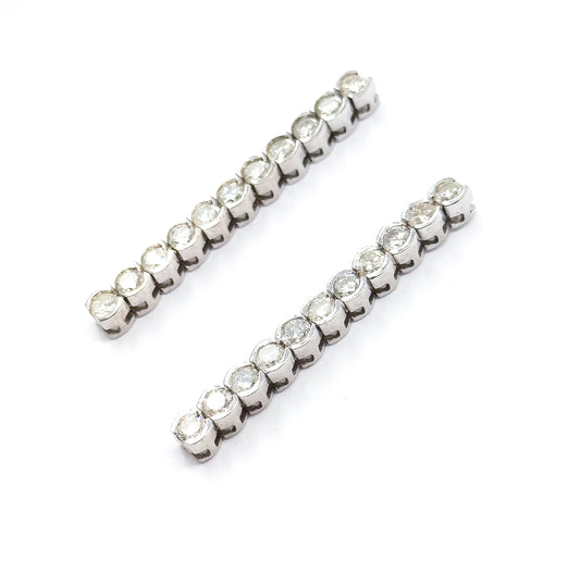 Contemporary Diamond Drop Earrings in 14K White Gold