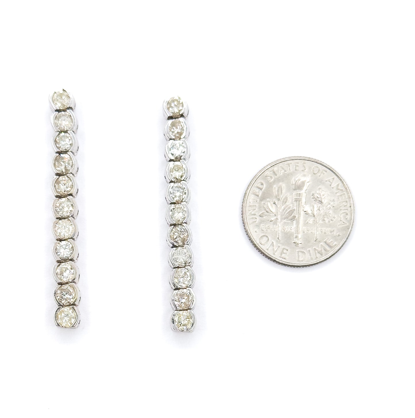 Contemporary Diamond Drop Earrings in 14K White Gold