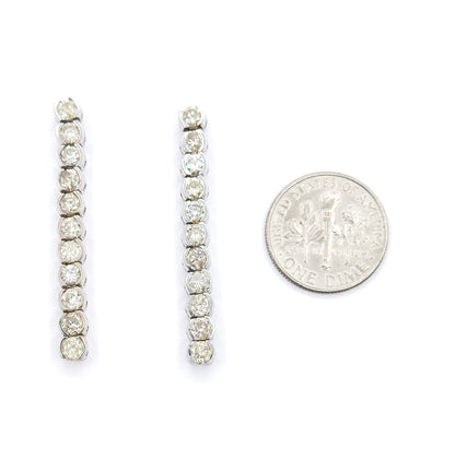 Contemporary Diamond Drop Earrings in 14K White Gold
