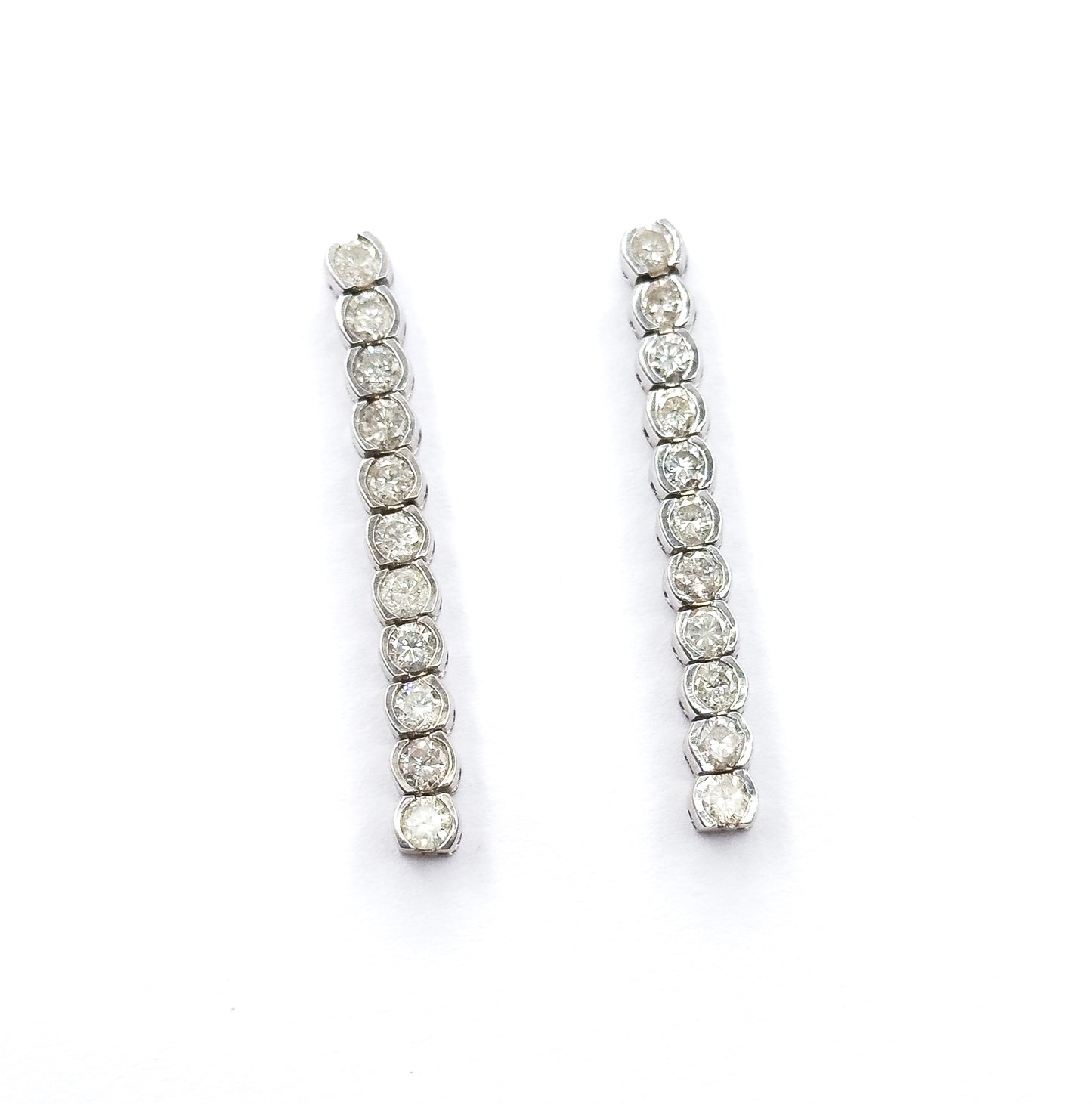 Contemporary Diamond Drop Earrings in 14K White Gold