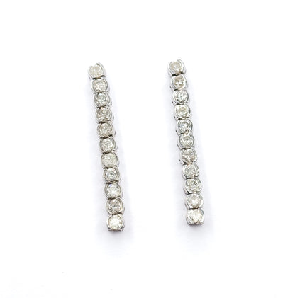 Contemporary Diamond Drop Earrings in 14K White Gold