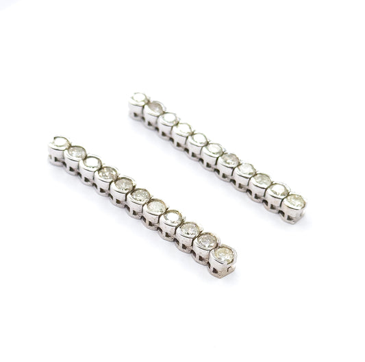Contemporary Diamond Drop Earrings in 14K White Gold