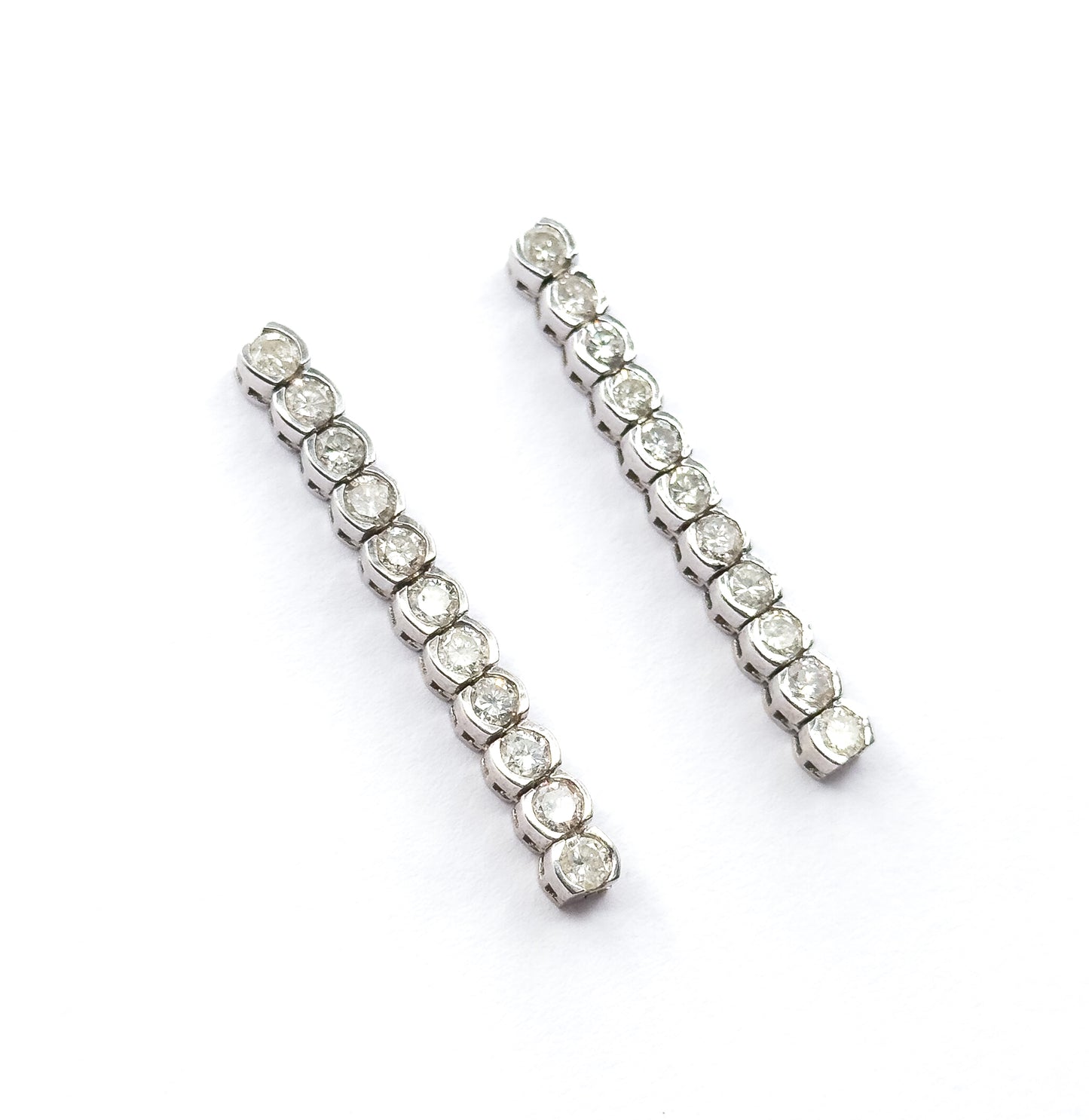 Contemporary Diamond Drop Earrings in 14K White Gold