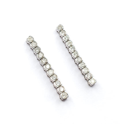 Contemporary Diamond Drop Earrings in 14K White Gold