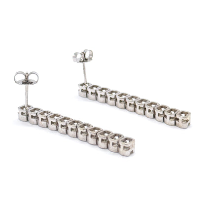 Contemporary Diamond Drop Earrings in 14K White Gold