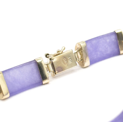 Vintage Chinese Amethyst & Lavender Jadeite Bracelet in 14K Yellow Gold