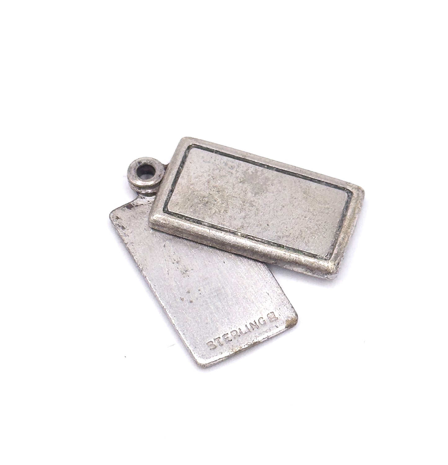 Mid-Century Enamel Birthday Card Charm in Sterling Silver