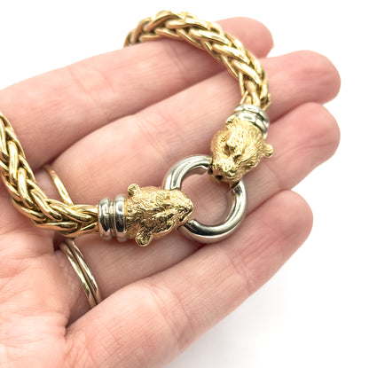 Contemporary Two-Tone Panther Head Necklace in 14K Gold