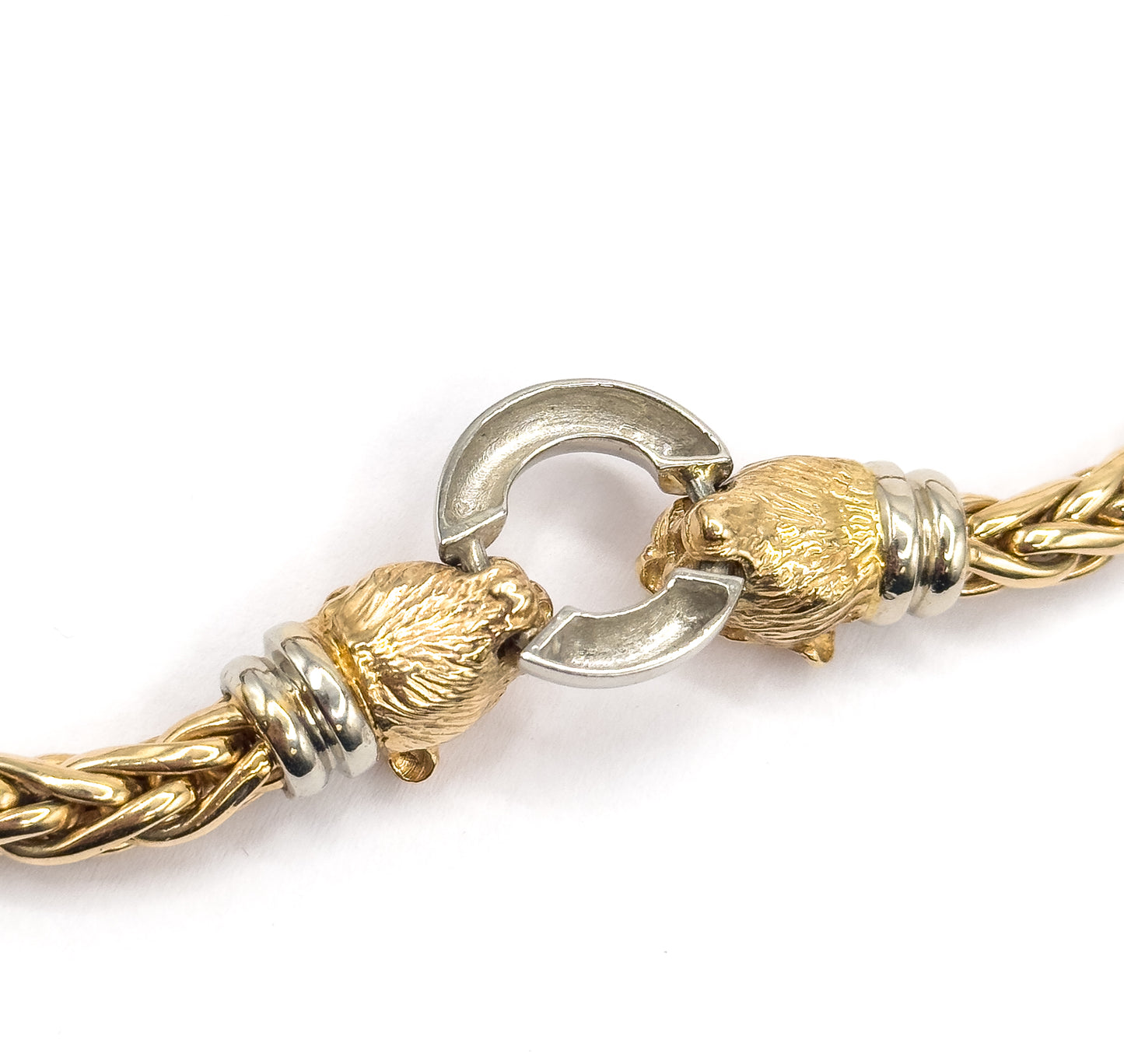 Contemporary Two-Tone Panther Head Necklace in 14K Gold