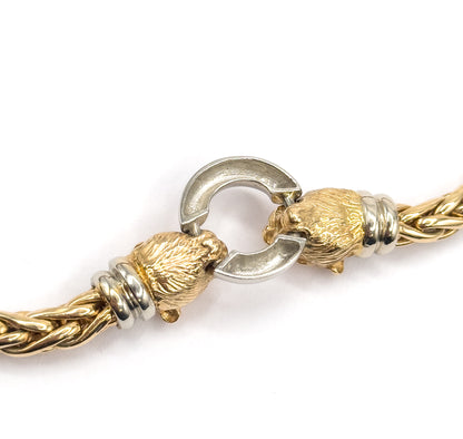 Contemporary Two-Tone Panther Head Necklace in 14K Gold
