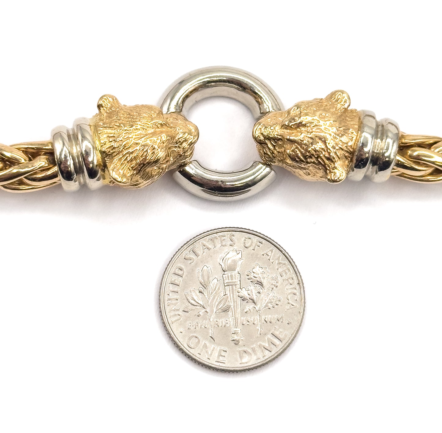 Contemporary Two-Tone Panther Head Necklace in 14K Gold