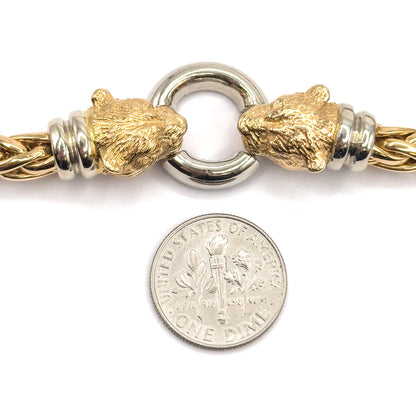 Contemporary Two-Tone Panther Head Necklace in 14K Gold