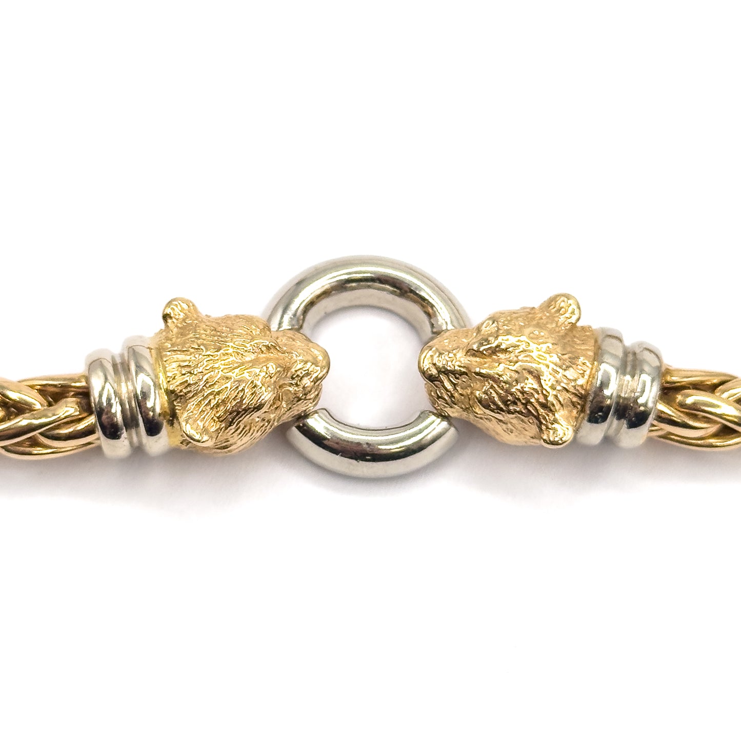 Contemporary Two-Tone Panther Head Necklace in 14K Gold