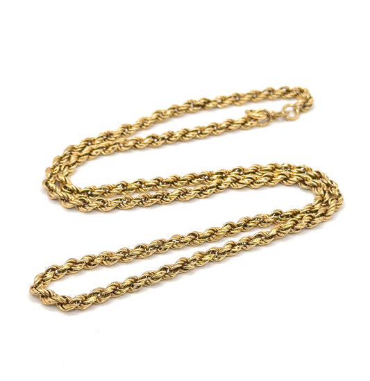 Vintage 18.25in Rope Chain in 14K Gold