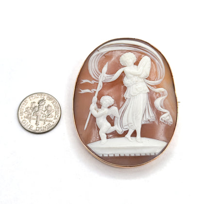 Antique Cupid & Psyche Brooch in 10K Gold