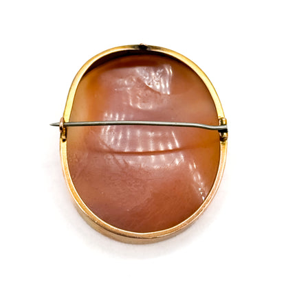 Antique Cupid & Psyche Brooch in 10K Gold