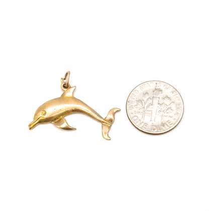Vintage Dolphin Charm in 10K Yellow Gold