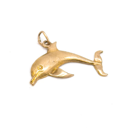 Vintage Dolphin Charm in 10K Yellow Gold