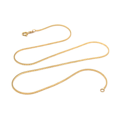 Vintage 18in Box Chain Necklace in 14K