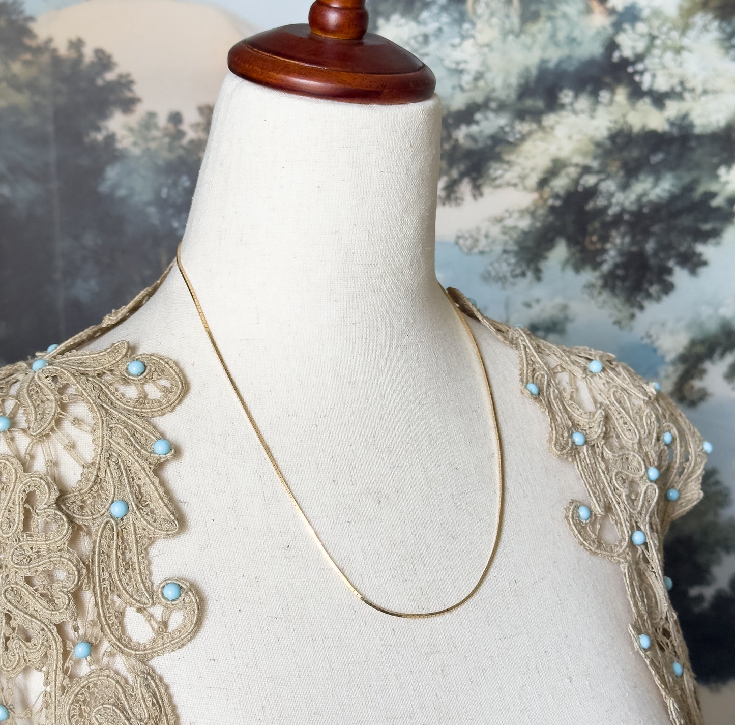 Vintage 18in Box Chain Necklace in 14K