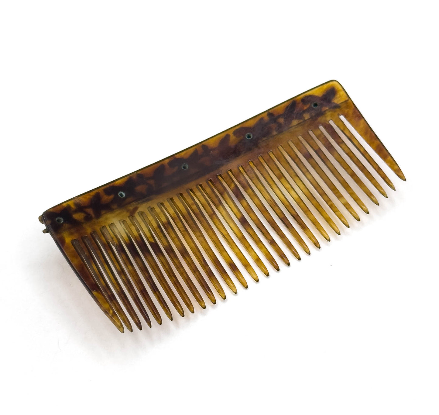 Antique Celluloid Comb with Turquoise Glass Cabochons