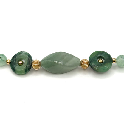 Vintage "Jade" Style Bi Gemstone Necklace with Gold accents