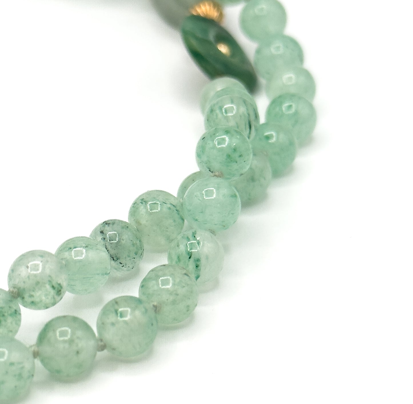 Vintage "Jade" Style Bi Gemstone Necklace with Gold accents