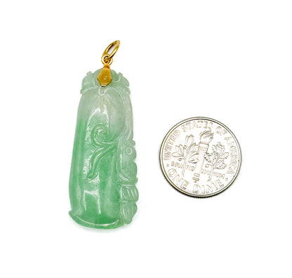 Vintage Carved Jade Gourd Pendant with 18K Bail