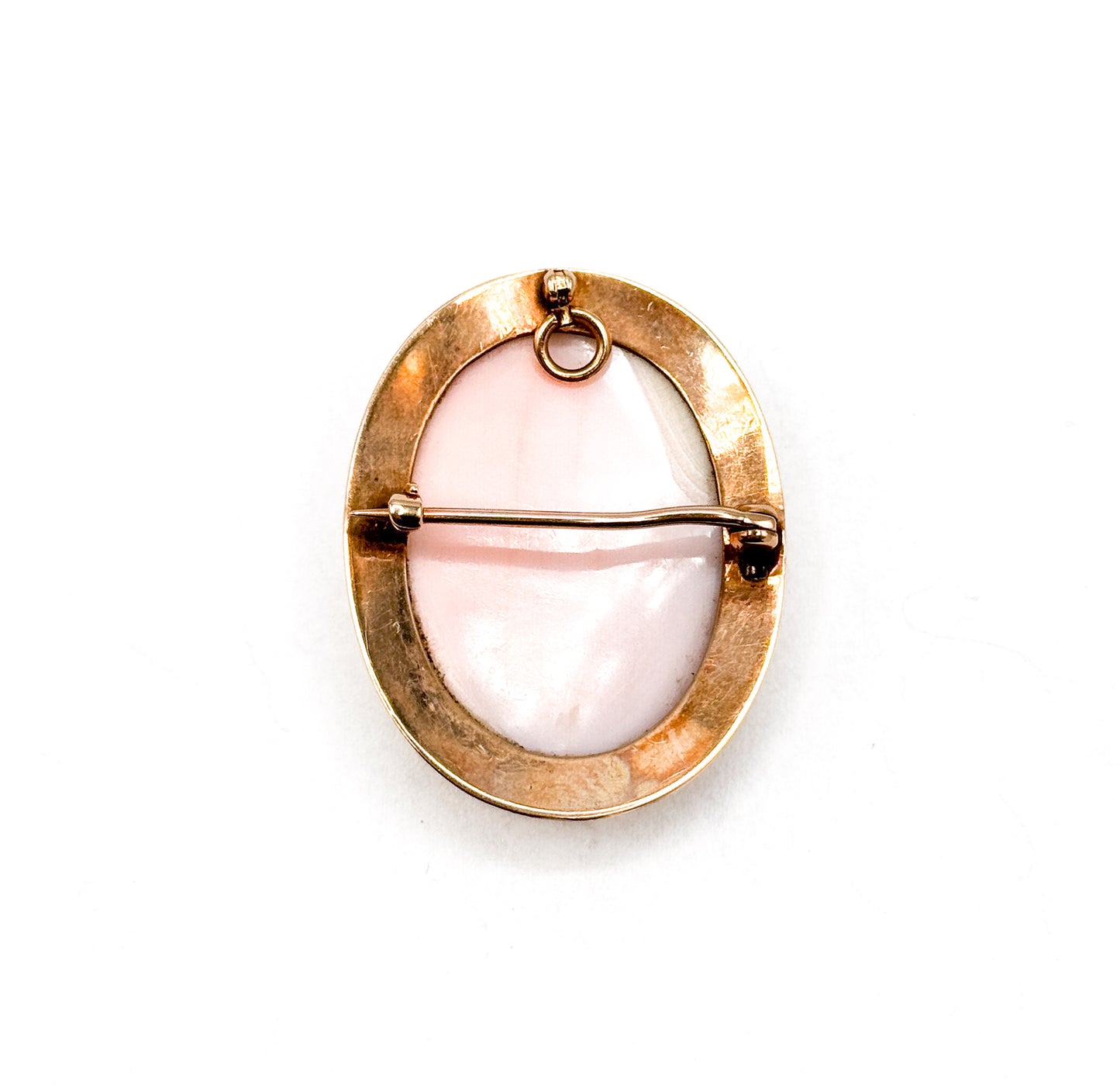 Antique Goddess Diana Carved Shell Cameo Brooch Pendant in Gold