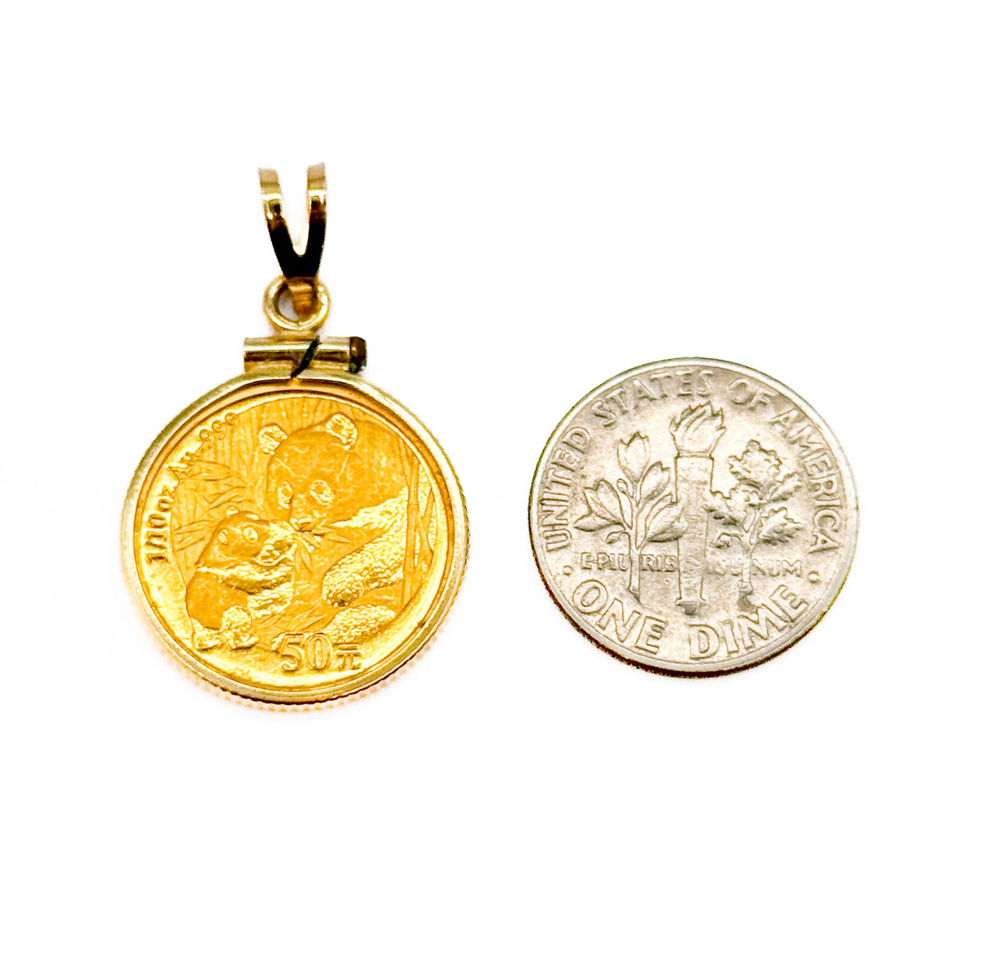 Chinese 2005 50 Yuan Panda gold coin Pendant with 14K Gold Bezel