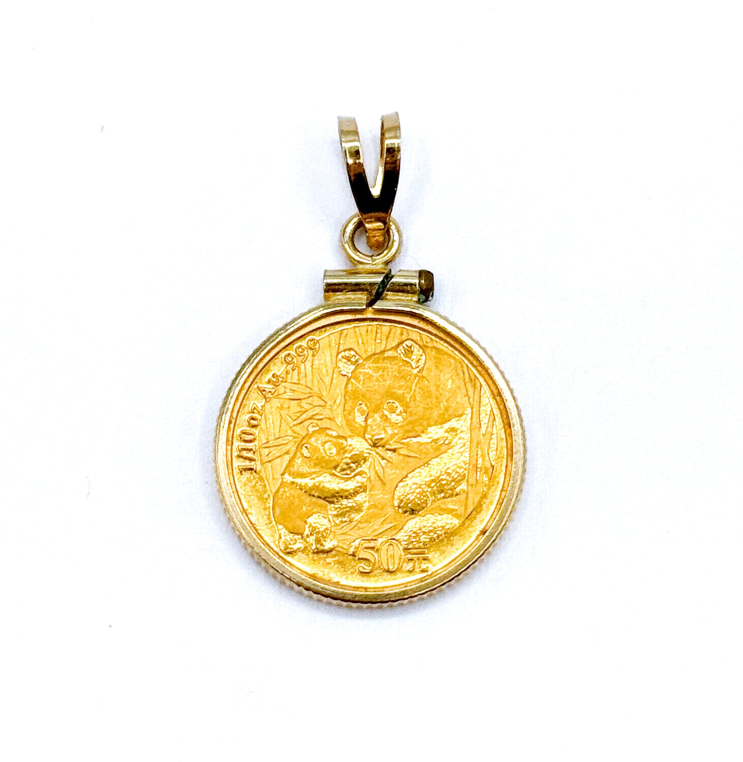 Chinese 2005 50 Yuan Panda gold coin Pendant with 14K Gold Bezel
