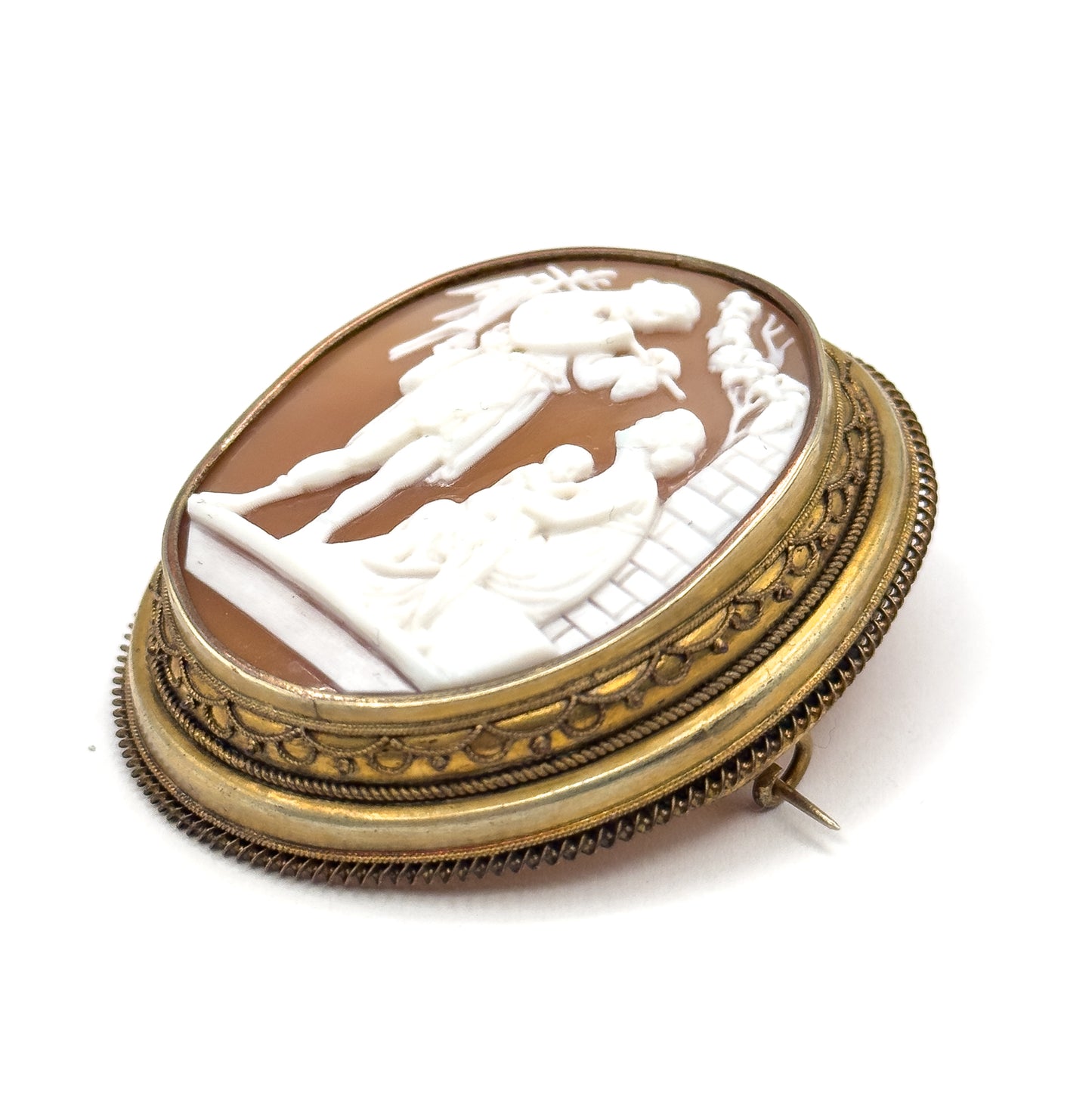 Victorian Etruscan Revival Cameo with Hunter