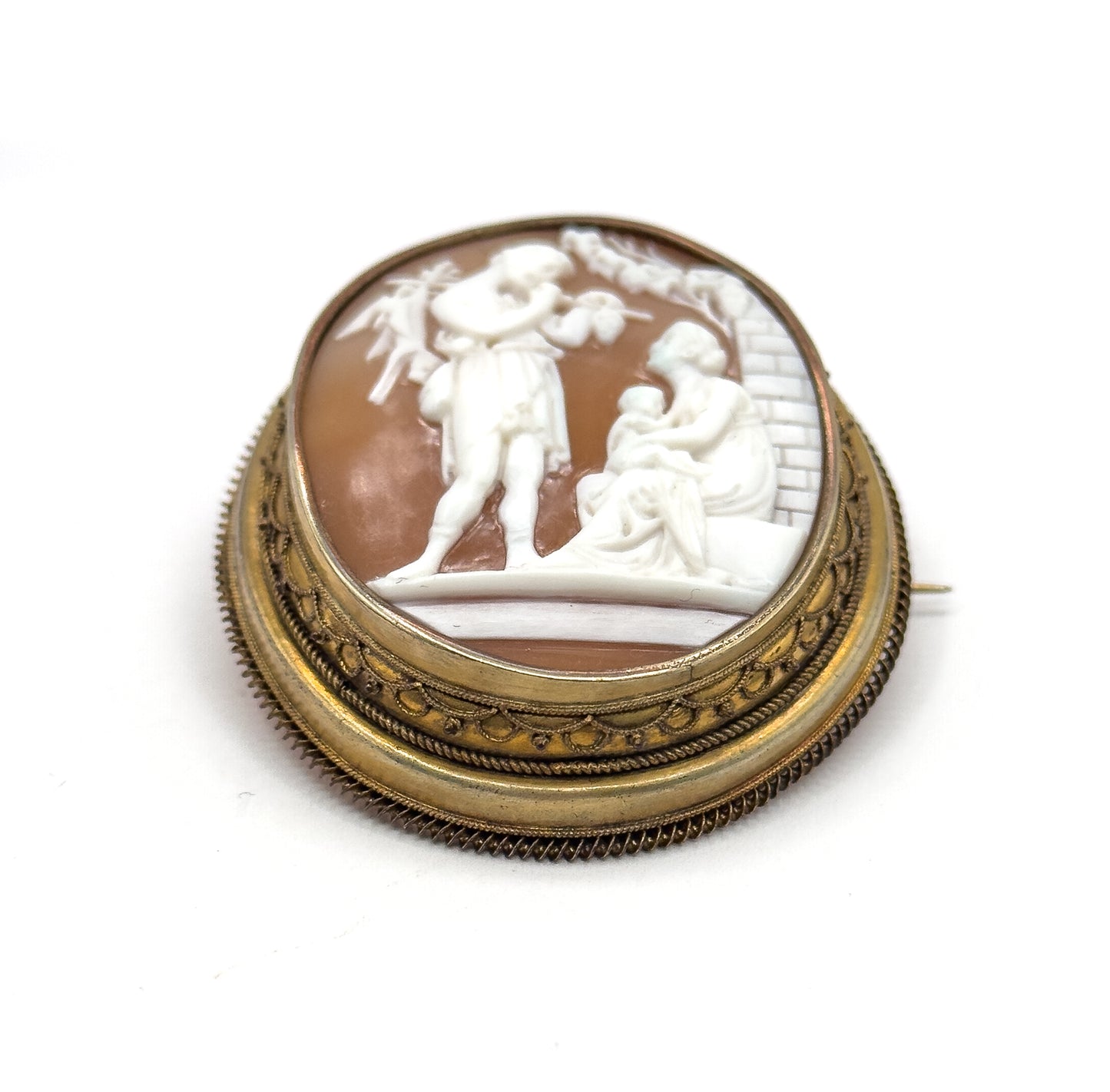 Victorian Etruscan Revival Cameo with Hunter