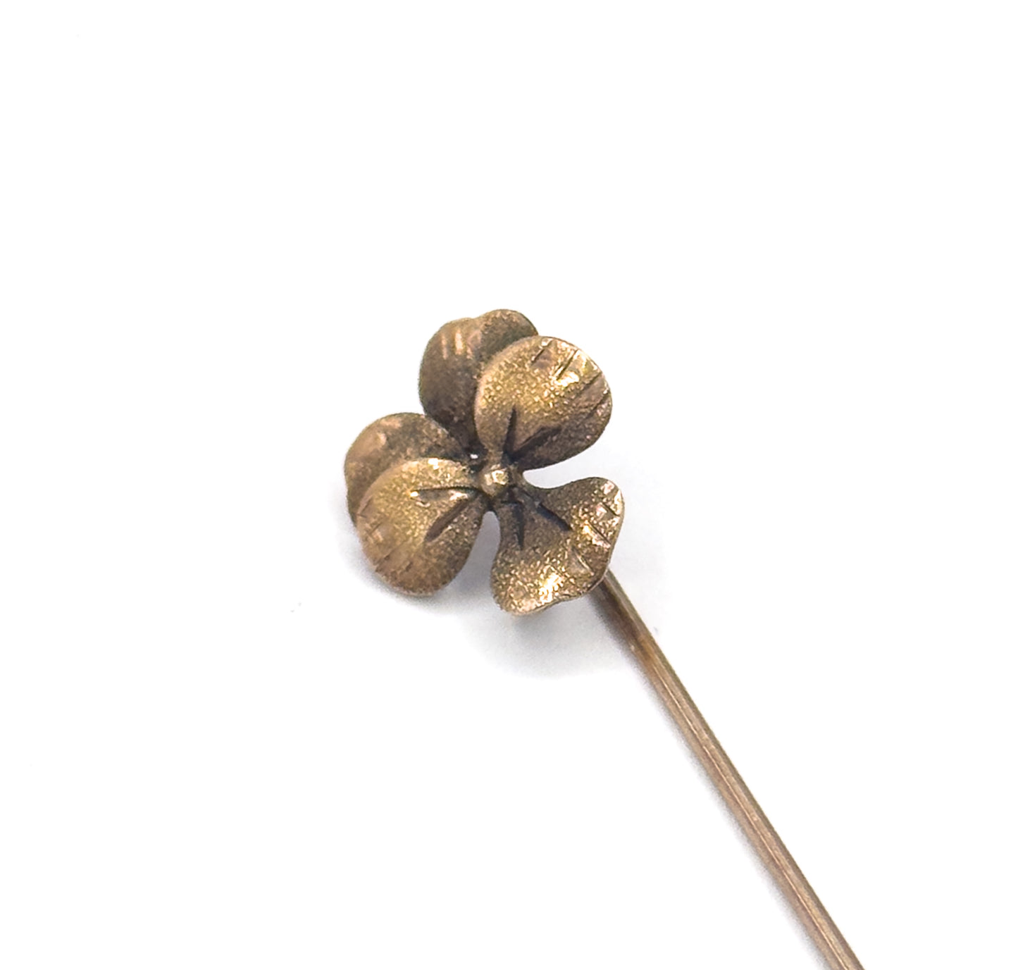 Antique Textured Pansy Flower Stick Pin in Gold