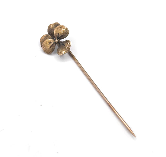 Antique Textured Pansy Flower Stick Pin in Gold