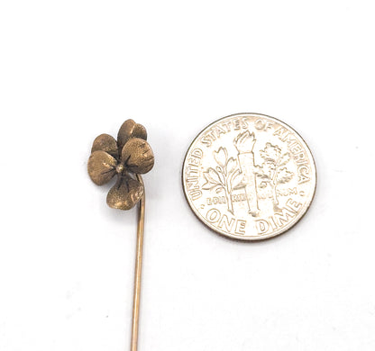Antique Textured Pansy Flower Stick Pin in Gold