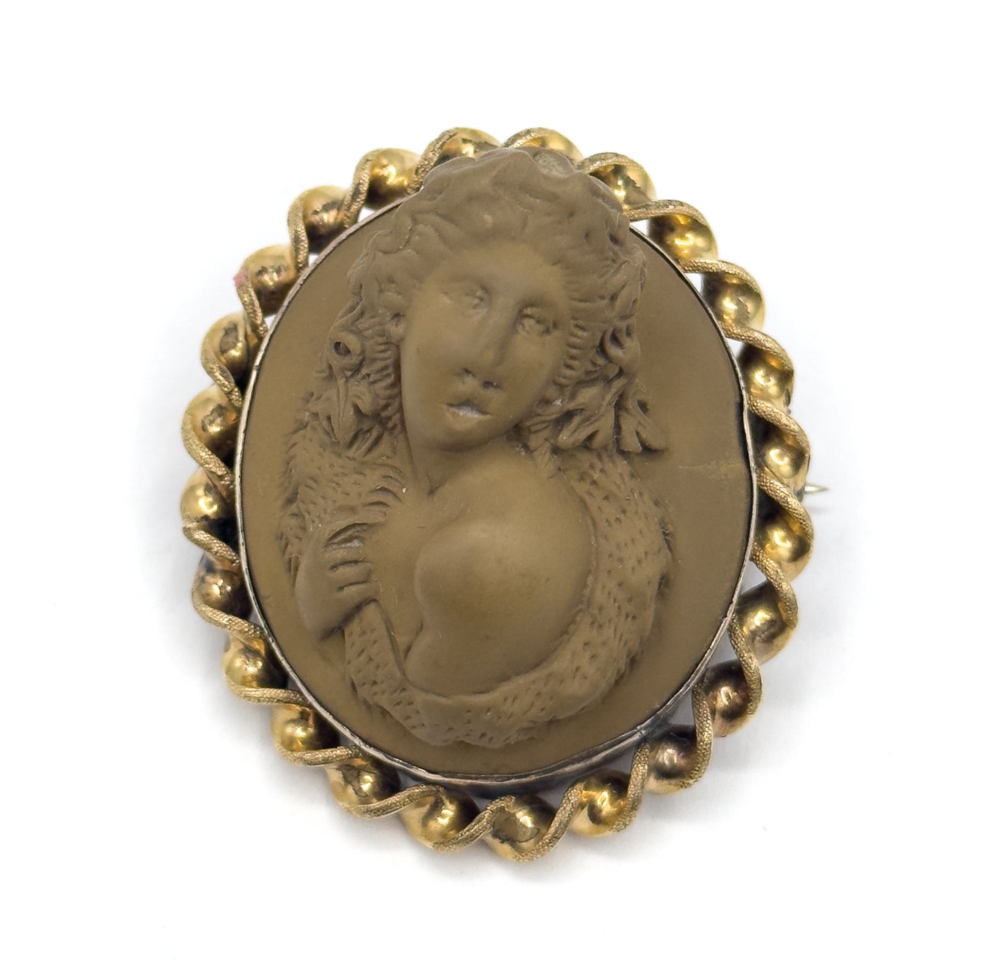 Victorian Bacchante Lava Cameo Brooch in High Relief