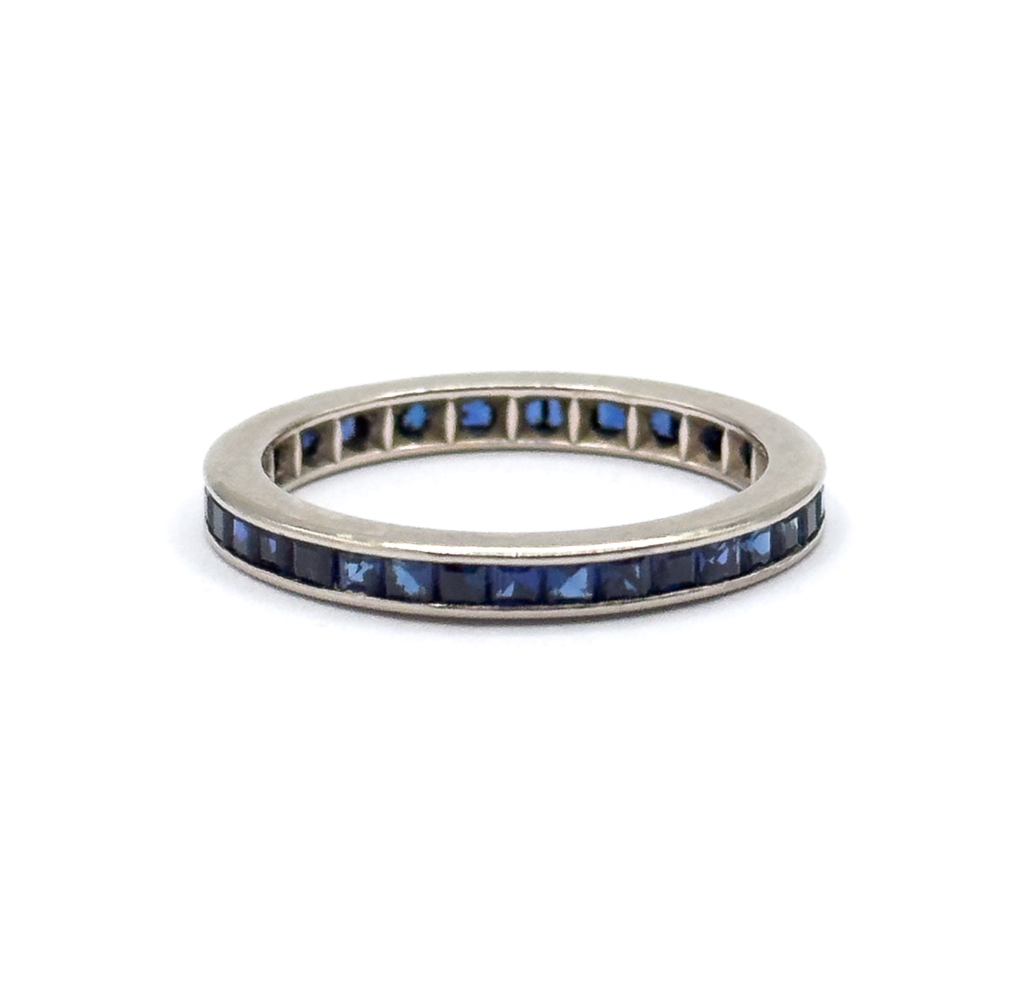 Contemporary Blue Sapphire Eternity Band in 14K White Gold