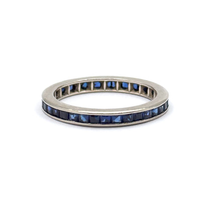 Contemporary Blue Sapphire Eternity Band in 14K White Gold