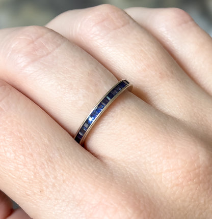 Contemporary Blue Sapphire Eternity Band in 14K White Gold