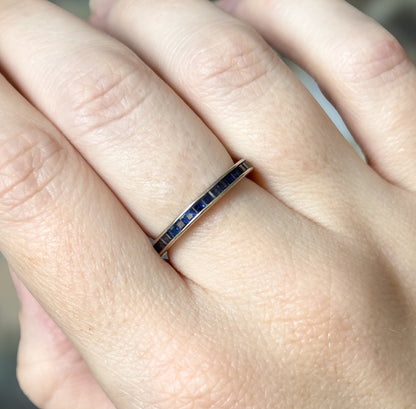 Contemporary Blue Sapphire Eternity Band in 14K White Gold
