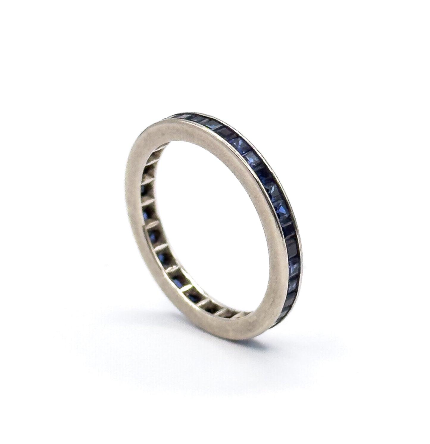 Contemporary Blue Sapphire Eternity Band in 14K White Gold