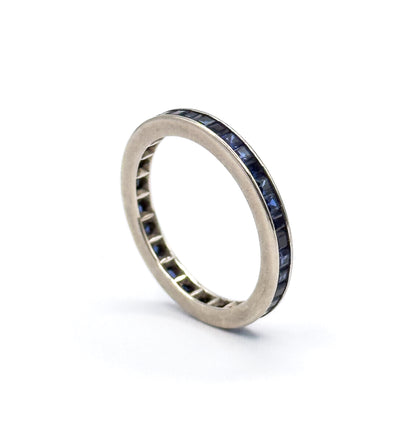Contemporary Blue Sapphire Eternity Band in 14K White Gold