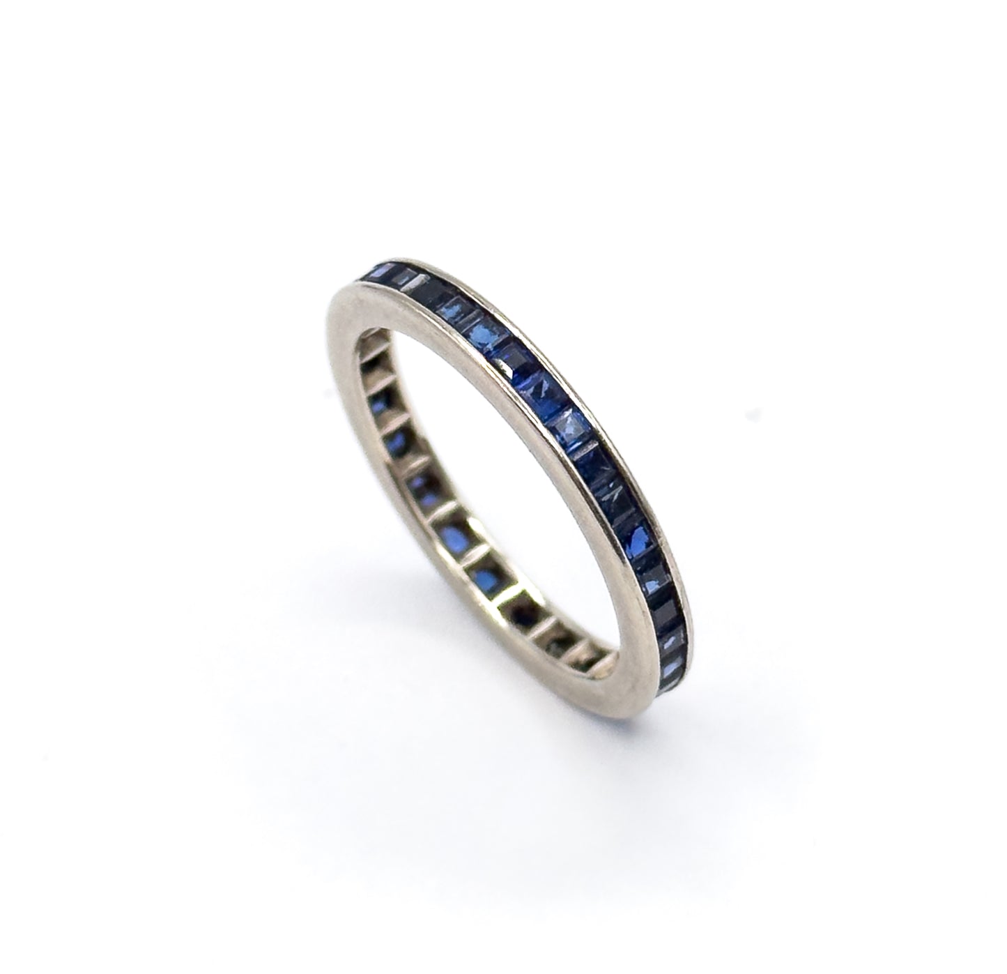 Contemporary Blue Sapphire Eternity Band in 14K White Gold