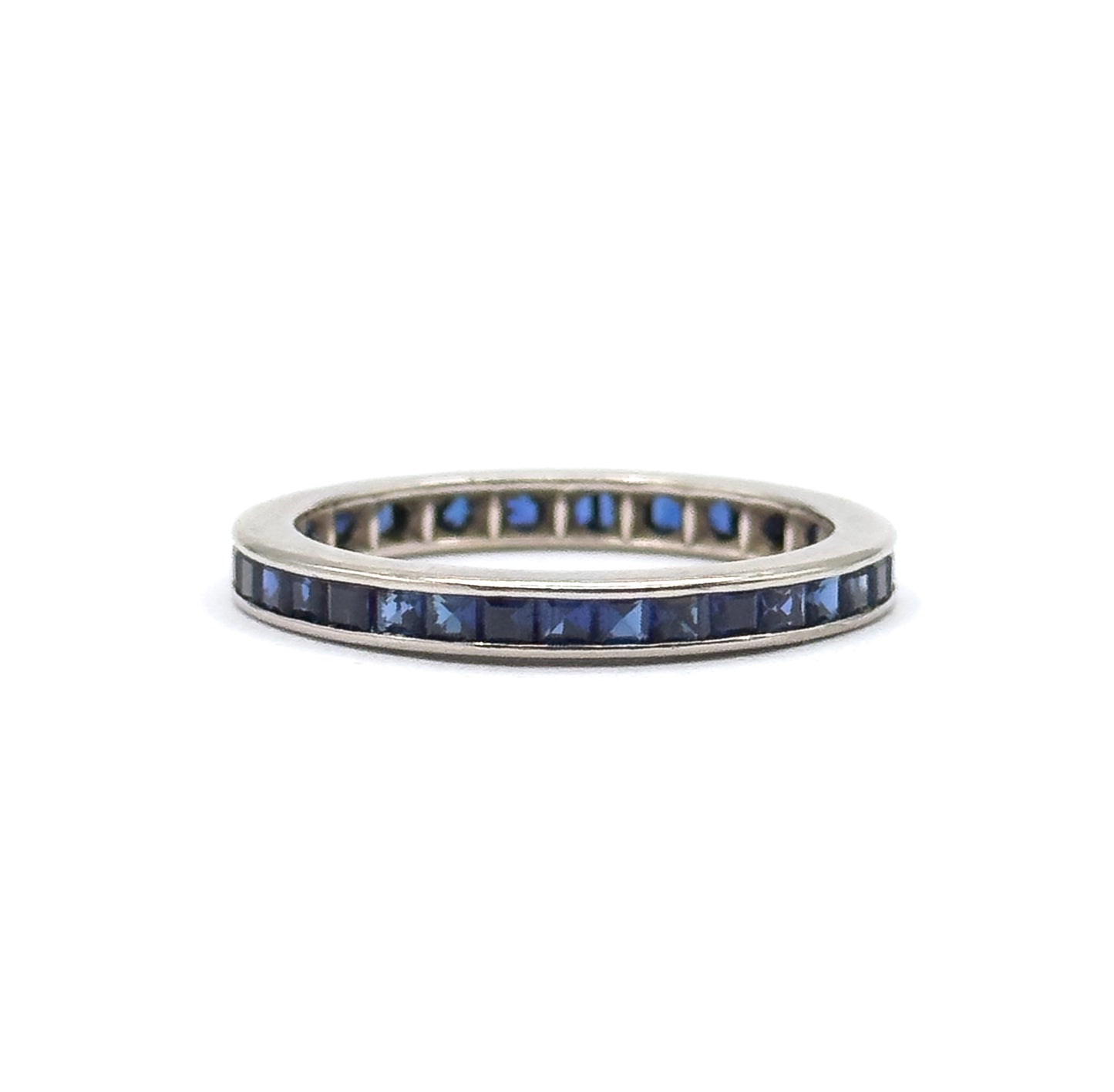 Contemporary Blue Sapphire Eternity Band in 14K White Gold