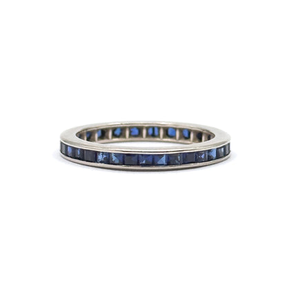 Contemporary Blue Sapphire Eternity Band in 14K White Gold