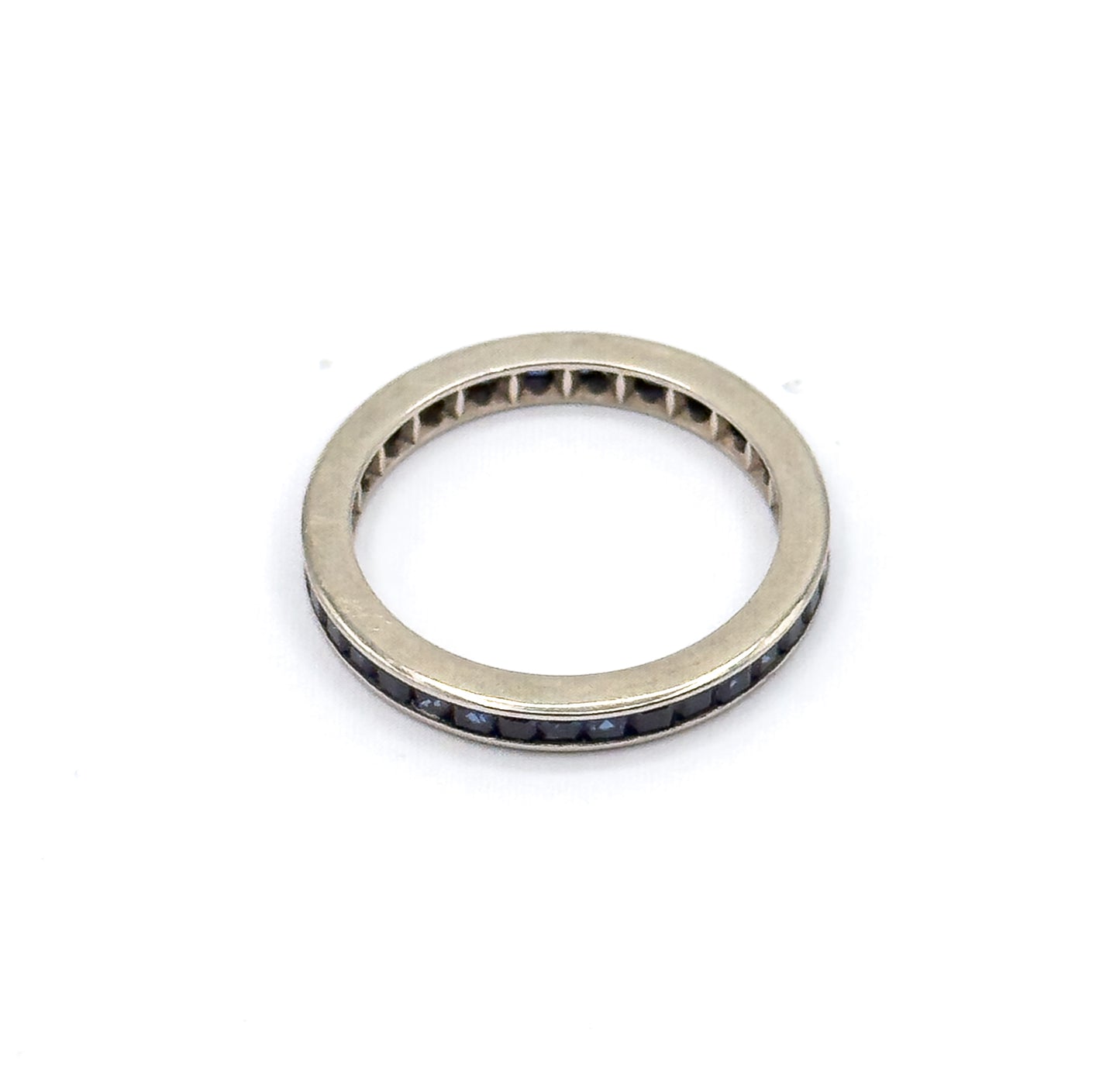 Contemporary Blue Sapphire Eternity Band in 14K White Gold