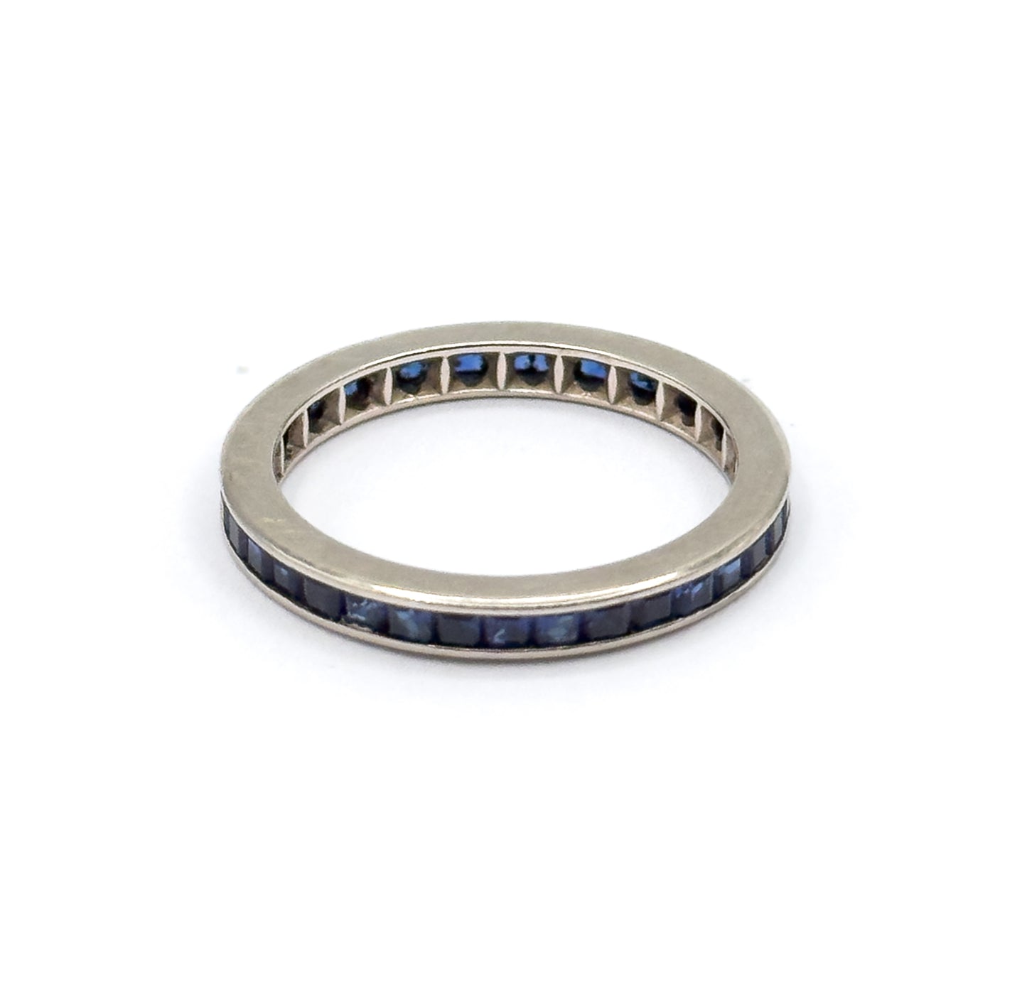 Contemporary Blue Sapphire Eternity Band in 14K White Gold